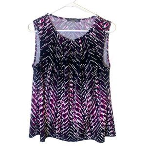 Chelsea Rose Tank Top Sleeveless Purple Black Dressy Size Large